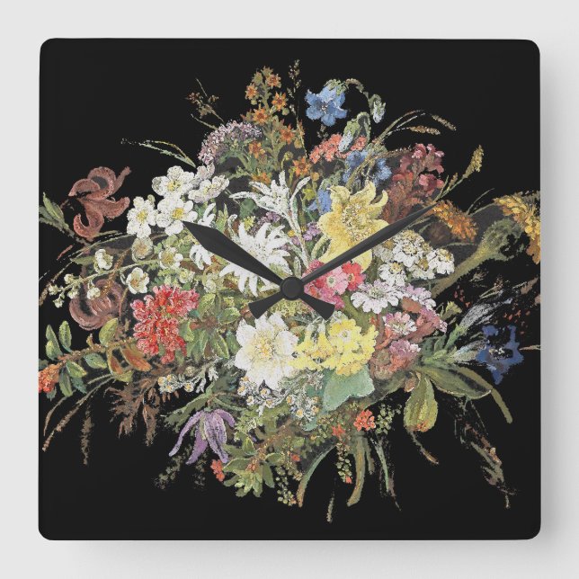 El Wildflower alpino florece el reloj de pared de (Anverso)