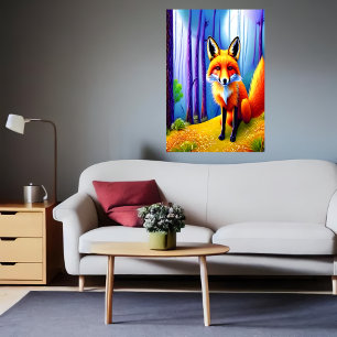 El zorro rojo lindo y adorable en el bosque Arte