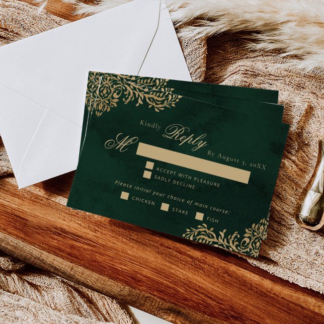 Elección de boda de Emerald Gold Victorian RSVP (Subido por el creador)