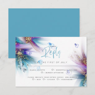 ELECCIÓN DE COMIDA RSVP   Floral Verde azulada púr