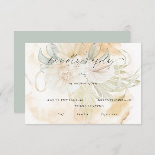 Elección de la carne floral dorada amarillo RSVP (Anverso / Reverso)