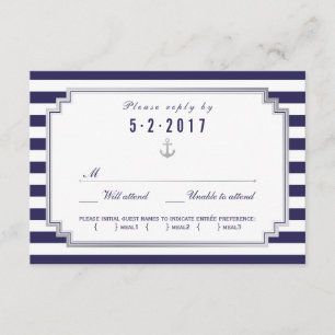 Elección de la carta RSVP de la boda azul de la ma