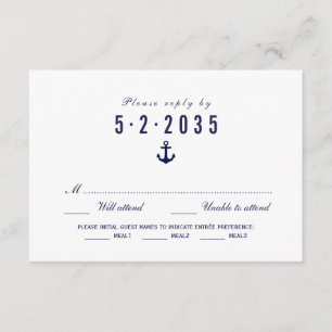 Elección de la carta RSVP de la boda náutica blanc