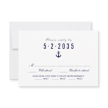 Elección de la carta RSVP de la boda náutica blanc