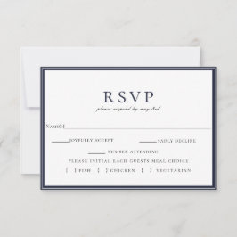Elección de la comida RSVP de la boda blanca azul 