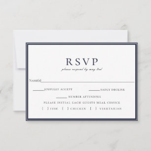 Elección de la comida RSVP de la boda blanca azul 