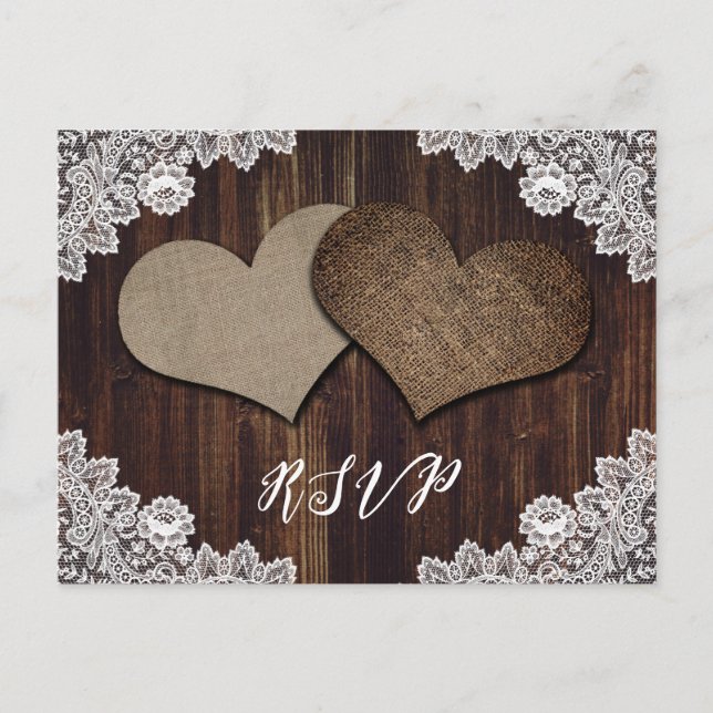 Elección de postales para bodas rusticas RSVP (Anverso)