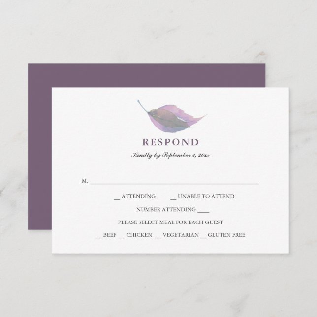 Elección simple de comida púrpura y polvo RSVP (Anverso / Reverso)