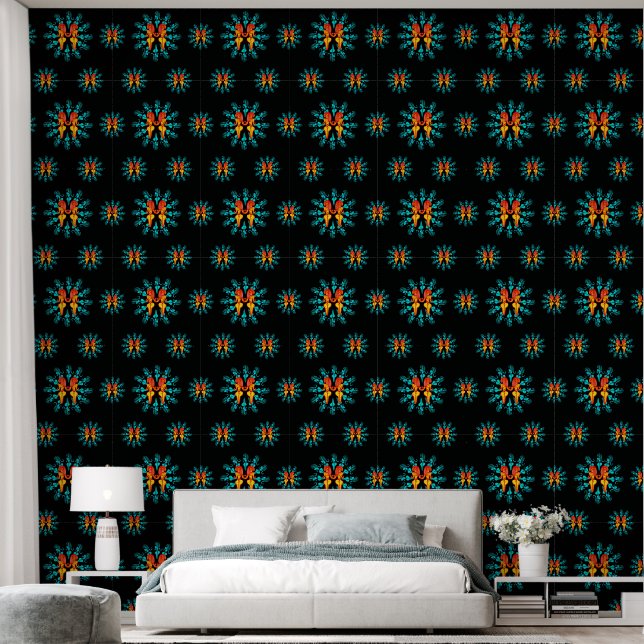 Electric Bloom Repeat – Papel pintado psicodélico  (Dormitorio)