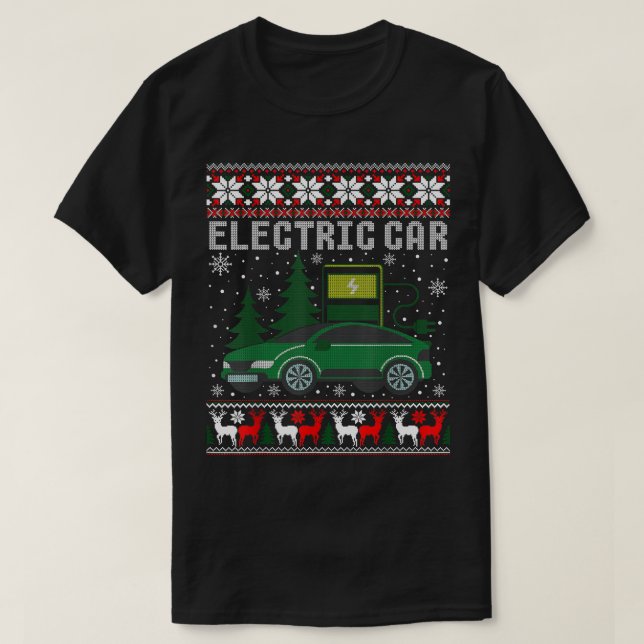 Electric Car Christmas Funny Ugly Xmas Sweater  (Diseño del anverso)
