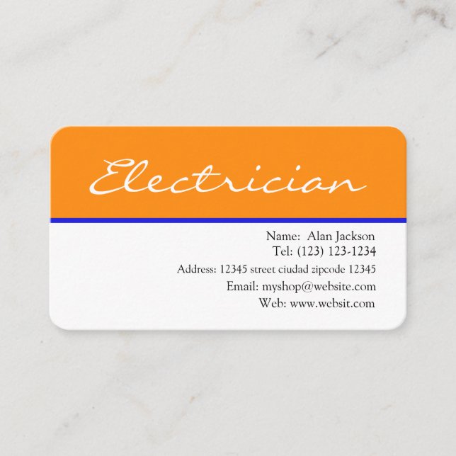electricista Tarjeta de negocios editable (Anverso)