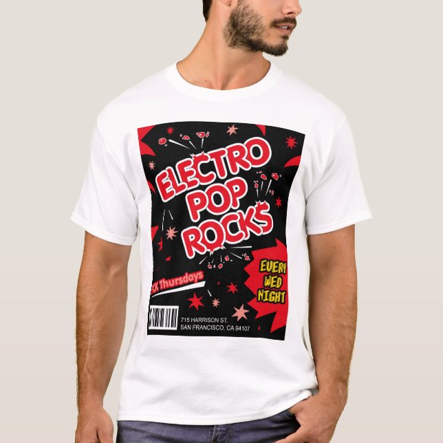 Electro camiseta del rojo del caramelo de rocas (Anverso)