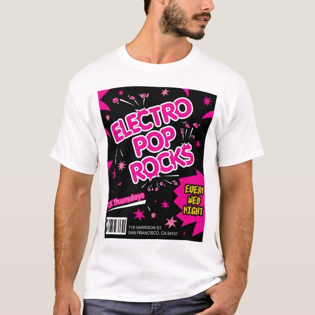 Electro camiseta del rosa del caramelo de rocas (Anverso)