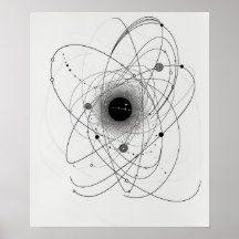 Electrones atómicos Química arte de línea Minimali