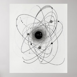 Electrones atómicos Química arte de línea Minimali