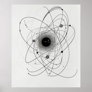Electrones atómicos Química arte de línea Minimali