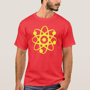 Electrones y camisa roja del friki de las neuronas