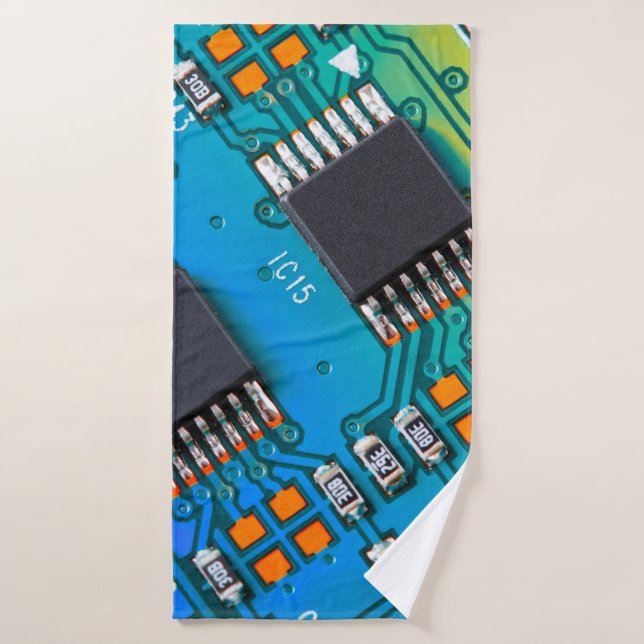 Electronic circuit board close up. background,boar (Toalla de baño)