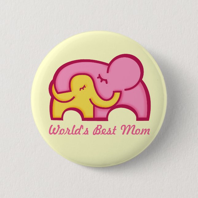 Elefante abrazo mejor botón mamá insignia color ro (Anverso)