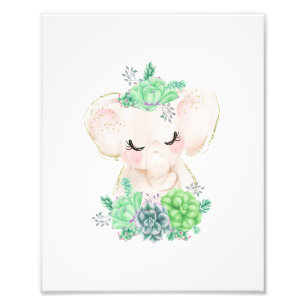 Elefante acuarela con la foto impresa