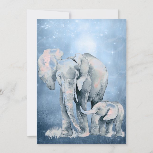 Elefante acuarela Naturaleza de vida silvestre Art (Anverso)