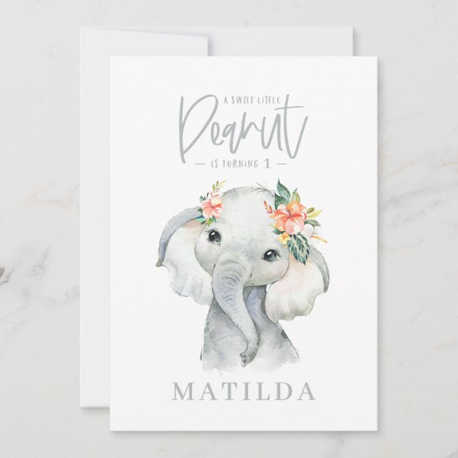 Elefante acuático fiesta de cumpleaños de niñita (Anverso)