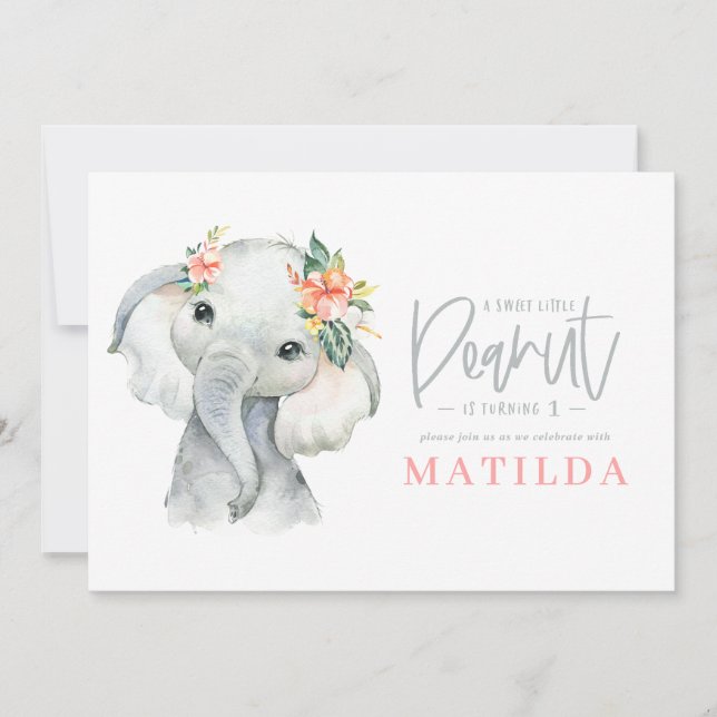 Elefante acuático fiesta de cumpleaños de niñita (Anverso)