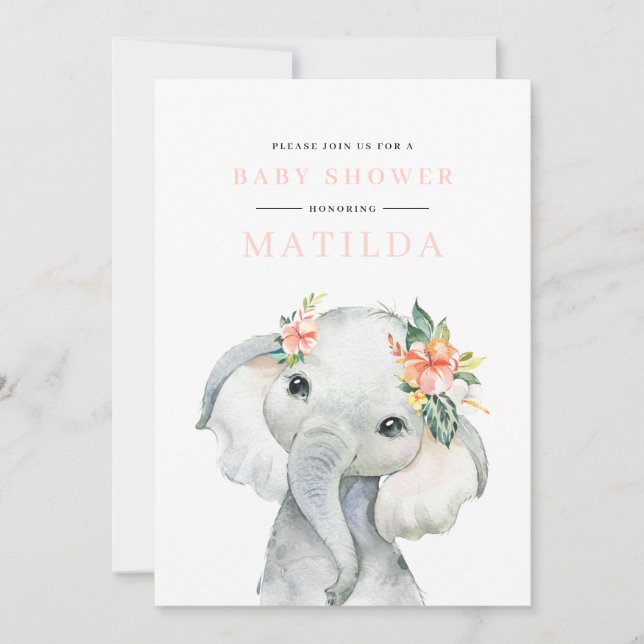 elefante acuático fiesta de ducha de bebé (Anverso)