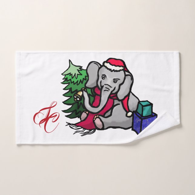 Elefante adorable de Santa del navidad del (Toalla de mano)
