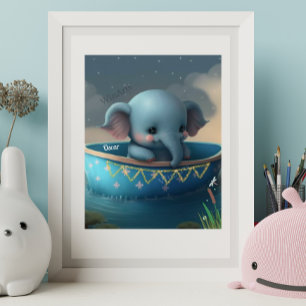 Elefante Adorable en un Bote Arte Personalizado pa