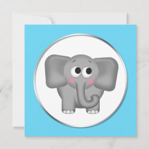 Elefante Adorable - Invitaciones a la ducha Aqua B