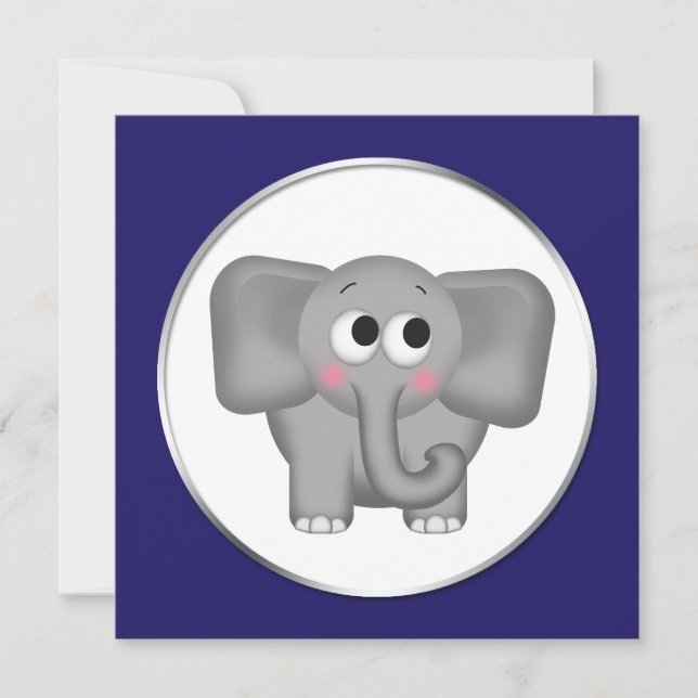 Elefante Adorable - Invitaciones a la ducha de beb (Anverso)