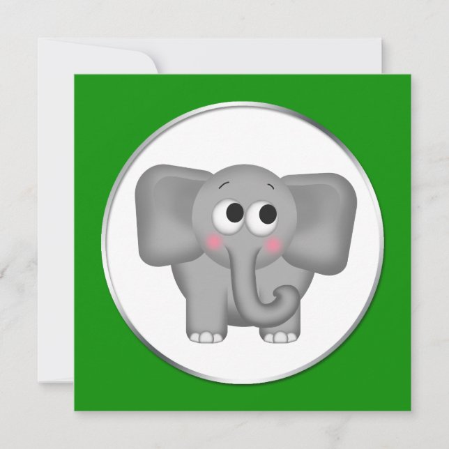 Elefante Adorable - Invitaciones a la ducha de beb (Anverso)