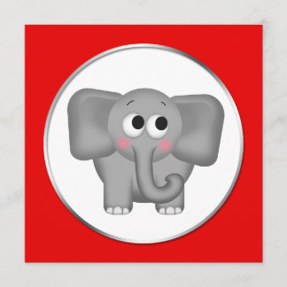 Elefante Adorable - Invitaciones a la ducha roja