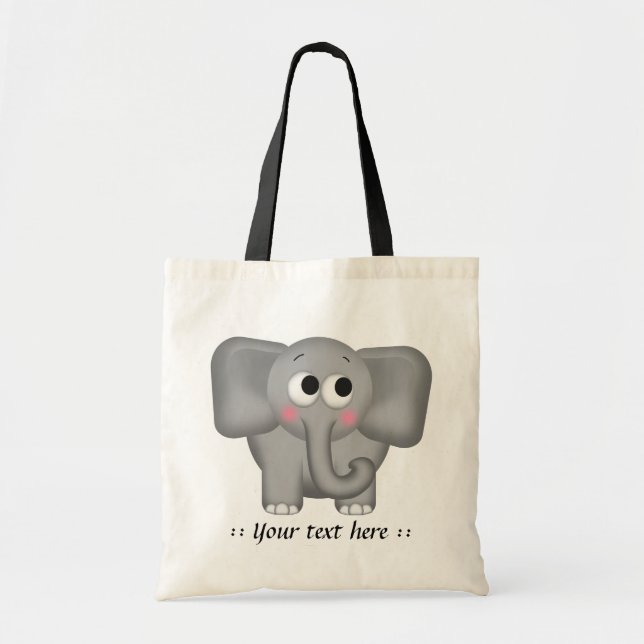 Elefante adorable - la bolsa de asas personalizada (Frente)