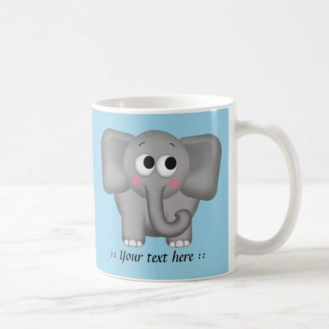 Elefante adorable - taza personalizada azul (Derecha)