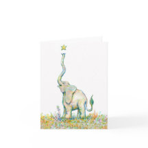 Elefante afortunado - tarjeta de nota - 4" x 5,6"
