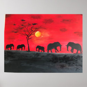 Elefante africano de piel pintando arte en el muro