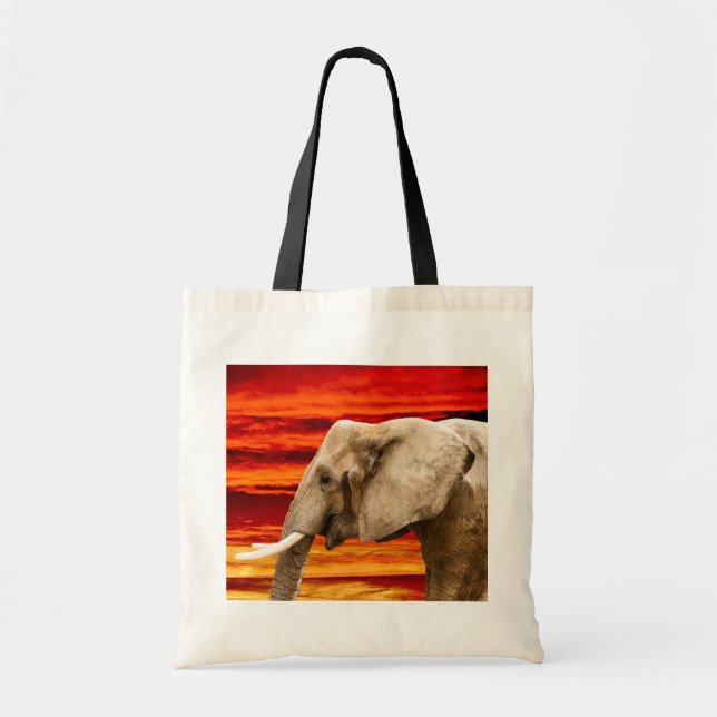 Elefante al atardecer - Bolsa de Tote (Frente)