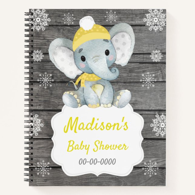 Elefante amarillo de invierno libro Baby Shower Ru (Anverso)