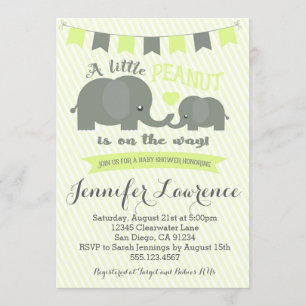 Elefante amarillo Invitación a Baby Shower niño o