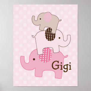 Elefante apilado con puntos de polka Imprimir arte