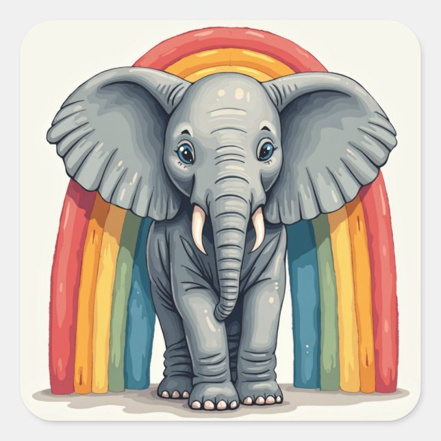 Elefante arcoiris Pegatina (Anverso)