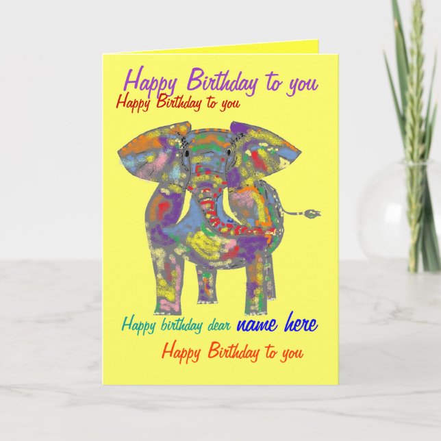 Elefante arcoiris personalizado de tarjetas de cum (Anverso)