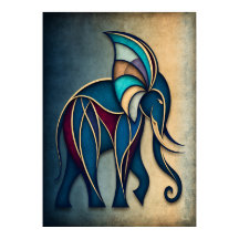 Elefante Art Deco Abstracto Geométrico Arte de Par