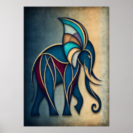 Elefante Art Deco Abstracto Geométrico Arte de Par