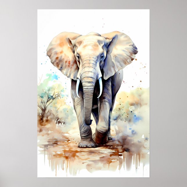 Elefante Art Poster Africa Wall Decoración (Frente)