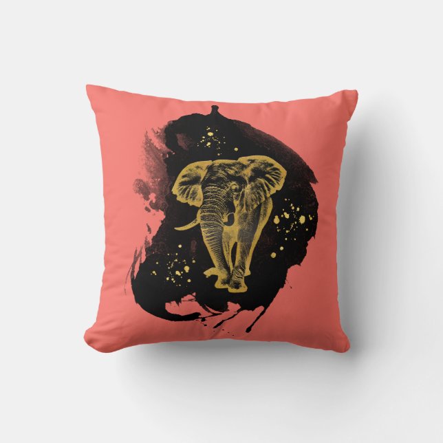 Elefante áureo almohada Living Coral (Anverso)