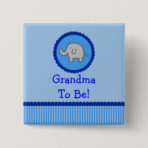 Elefante azul "abuela a ser" botón de Baby Shower