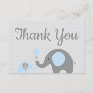 Elefante Azul Baby Shower Gracias Tarjetas Flat